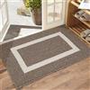 WELLTURN 50×80cm Zerbino Ingresso Interno Antiscivolo e Assorbente, Tappeto in Microfibra Lavabile con Base in Gomma per Cucina, Bagno, Porta e Animali, Cornice Marrone