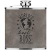 Gift Base World's Best Boss 6oz pelle Sintetica Hip Flask Grigio Lusso