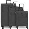 REDOLZ set 3 valigie morbide espandibili | trolley da viaggio leggeri con 4 doppie ruote e serratura TSA | cabina media grande per donna e uomo - Essentials 12