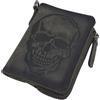 Myledershop Portafoglio in Pelle di Bufalo Con Motivo Teschio, Protezione RFID e NFC - Grigio Vintage, Taglia Unica, Moderno