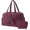 BAGSMART Borsa da viaggio sportiva da donna, 31 l, impermeabile, per il weekender trapuntata, per laptop, con borsa per cosmetici, borsa per clinica, nascita, palestra, fitness, lavoro, Rosso ciliegia