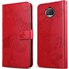DENDICO Cover per Moto G5S Plus, Portafoglio Custodia in PU Pelle per Moto G5S Plus, Antiurto Cover a Libro con Slot per Carte, Rosso