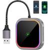 Drepint Adattatore Wireless 2 in 1 per CarPlay & Android Auto, Adattatore CarPlay Wireless con Luci RGB a Controllo Vocale, Plug & Play Adattatore USB/Type-C senza fili Compatibile con iOS 10+ e Android 11+