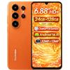 Blackview Wave 10 Smartphone 4G AI Offerte, 6,88 HD+, 24GB+128GB (2TB Esterna), 3 Assistenti Intelligenti AI, Fotocamera 32MP+13MP, Slot per 3 Schede, Android 16 Dual SIM Cellulare GPS, Arancione