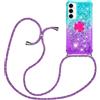 YAMCCCSE Custodia con Cordino per Samsung Galaxy A55 5G, Liquid Quicksand Cover con Collana Practical Stylish, Trasparente Silicone Glitter Liquido Antiscivolo Case per Cellulare Girocollo