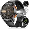 LIGE Smartwatch Uomo GPS, Bussola/Altitudine/Barometro, Torcia, AMOLED 1,43 Smart Watch Militare con Chiamate Bluetooth,Monitoraggio Altezza/Pressione e 170 Modalità Sport per Android iOS, DM1-K