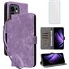 IUQXU Cover per Oppo Reno13 F 5G/Reno13 FS 5G Libro con Vetro Temperato VIO | Blocco RFID,Antiurto,Supporto,Custodia in Pelle Portafoglio per Oppo Reno 13 F FS 13F 13FS Reno13F 5G