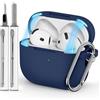 Inesore Compatible with Airpods 4 Case Cover,Magnetic Lid Lock Silicone Protective Case for Apple Air Pods 4,with Keychain and Cleaner Pen(Navy Blue)