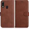 DENDICO Cover per Huawei Y6 2019 / Honor 8A, Premium Portafoglio PU Custodia in PU Pelle, Flip Libro TPU Bumper Caso per Huawei Y6 2019 / Honor 8A, Marrone