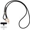 Olgary Cordino Per Cellulare Universale Telefono Phone Lanyard Tracolla con 2 Patch, Collana Nylon Cinturino Regolabile In Pelle Intrecciata, Compatibile Con La Maggior Parte Degli Smartphone, Noir