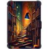 SGKITM Custodia per Kobo Clara HD 2018 Cover Pelle Silicone Flip 360° Auto Svegliati o Sonno Funzione Magnetico Airbag Antiurto Design Seaside Bookstore Modello Cover Kobo Clara 2018 HD Schermo 6 (6)