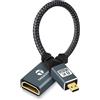 Thsucords Cavo adattatore da Micro HDMI a HDMI 8K, 0.2M, da Micro HDMI maschio a HDMI 2.1 femmina, compatibile con 8K/60 Hz e 4K/120 Hz per TV HD, proiettori, tablet, fotocamere, GoPro e Sony