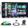VECHTEL 2 Din Autoradio Tasti di Pianoforte 7'' IPS Schermo Tattile, 4G+64G Android 15 Carplay Android Auto Senza Fili, GPS Navigazione Bluetooth Radio FM/RDS Wi-Fi Mirror Link USB/Type-C Telecamera