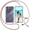 Sewutoyu Custodia Collana per Cellulare Compatibile con Motorola Moto Edge 50 Neo - Cover Silicone TPU Protettiva Trasparente - Custodia indossabile per Collo - Case a Tracolla con Cordina, Rosa