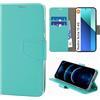 N NEWTOP Cover Compatibile con Redmi Note 13 4G, HQ Lateral Custodia Libro Flip Chiusura Magnetica Portafoglio Simil Pelle Stand Protezione Completa Case TPU Anti Urto Guscio Base (Turchese)