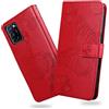 DENDICO Cover per Oppo A52 / Oppo A72 / Oppo A92, Portafoglio Custodia in PU Pelle per Oppo A52 / Oppo A72 / Oppo A92, Antiurto Cover a Libro con Slot per Carte, Rosso