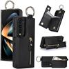 ZHOZEXIN Custodia per cellulare compatibile con Samsung Galaxy Z Fold 3, con chiusura lampo, scomparto per carte di credito, in pelle per Galaxy Z Fold 3 (nero)