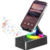 Keltorio Supporto per Telefono con Altoparlante Bluetooth, Girevole, con Luce Notturna Dimmerabile e Caricabatterie Wireless, Regalo per Uomo e Donna