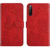 Jiajihua Custodia Compatibile con Sony Xperia 10 V 5G,Compatibile con Sony Xperia 10 V XQ-DC72 XQ-DC54 Chiusura magnetica della custodia del telefono Flip Stand Card Slot Red