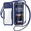 FERLAN Cover per iPhone 17 Pro con Cordino, 360 Gradi Antiurto Custodia con Protezione Schermo Integrata Trasparente Rugged TPU Bumper Doppia Protettiva Cover per iPhone 17 Pro -Blu