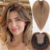 HAIRCUBE Topper per capelli umani al 100% da donna, 17,8 x 17,8 cm, grande copertura, biondo cenere ombré, senza frangia, per donne, con copertura per capelli sottili, radici grigie