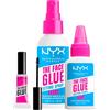 NYX Professional Makeup The Face Glue Setting Spray Fissante Trucco No Transfer Waterproof da 60ml + Gripping Primer Base Trucco Idratante da 35ml + The Brow Glue Gel Sopracciglia da 5ml - Set da 3