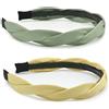 Guiguishiny 2 Pezzi Cerchietti per Capelli Donna Fasce per Capelli Moda Accessori per Capelli Antiscivolo Intrecciati Fasce per Capelli Eleganti Vintage 2 Colori (Verde+Giallo, ONE SIZE)