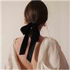 Yheakne, Fiocco di velluto a coda lunga in raso, copricapo invernale, fermaglio per capelli, copricapo, accessorio per capelli per donne e ragazze, regali (nero)