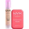NYX Professional Makeup Bare With Me Siero Correttore Colorato 2in1 Idratante Coprenza Media 02 Light + Buttermelt Blush in Polvere con Burro Mango Mandorle e Karité Colore U Know Butta - Set da 2