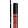 NYX Professional Makeup Tinta Labbra Soft Matte Lip Cream 32 Rome Finish Opaco Texture Leggera Cremosa Pigmentata Flacone da 8ml + Pennello Labbra Pro Brush Lip con Punta Sottile - Set da 2