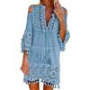 Kobilee Vestiti Mare Donna Bianco 3XL Elegante Vestito Mare Taglie Forti Cover Up Sexy Abito da Spiaggia Trasparente Curvy Vestito Spiaggia Cotone Lungo Copricostume Vestitino Mare Lunghi