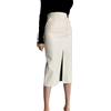 CRETUAO Gonna a Tubino in Similpelle da Donna, Gonna Midi a Vita Alta con Spacco a metà, gonne in Pelle alla Moda, Solide, dritte e Sottili,Bianca,S
