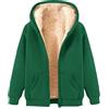 Kobilee Cappotto Donna Felpa Pile Fine Fleece Warm con Zip Manica Lunga Felpe con Cappuccio Pelliccia Morbido Comode Outdoor Verde XXL