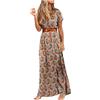 Kobilee Abito Elegante Donna Manica Corta Lungo Curvy Abito Maxi Eleganti Spiaggia Fiori Vestiti Estivi Sexy Mare Vestito Leggero Scollo V Abiti Casual Taglie Forti