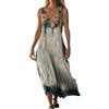 Gienslru Vestito Donna Estivo 2026 Elegante Vestiti Lino Abito Senza Maniche a V Boho Chic Taglie Forti Comodo Fresco Abiti Lunghi Spiaggia Mare Curvy Abbigliamento con Tasche Casual Dresses