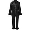 Kobilee Pigiama Donna Cotone Lungo Curvy Felpato Pigiama Due Pezzi Invernale Manica Lunga Elegante Lingerie Pigiama Pile Lovable Lungo Sleepwear Abbigliamento da Notte Sexy Morbido