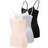 Blu Apparel Canottiera da donna super morbida, confezione da 3 canottiere senza cuciture, morbida canottiera nera bianca e color carne, elasticizzata, taglie forti 40-54, gilet termici da donna, confezione da 3