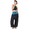 Fantazia - Pantaloni Sarouel Indian Chic Sari, taglia unica, 100% cotone, colore: Nero, Nero , Taglia unica