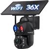 SHIWOJIA 36X Telecamera WiFi Esterno, 360° PTZ Telecamera Esterna Solare con Doppia Lente, Batteria 20000mAh, 100m Visione Notturna a Colori, PIR Smart Detection, Audio Bidirezionale, SD& Cloud archi