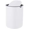 Relaxdays Mini Pattumiera da Tavolo, 1,5 L Volume, Secchio Rotondo in Acciaio Inox con Coperchio Ribaltabile, Bianco