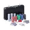 Relaxdays Valigetta Poker, 300 Chips Laser, 2 Mazzi di Carte, 5 Dadi, Dealer,...