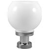 LOORGVEL Lampada Pilastro Solare Led Da Sfera Rotonda Bianca Con Base Argento Per Esterni Luce Colonna Resistente Alle Intemperie Per Giardino e Recinzione