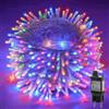 Dazzle Bright Luci Natale Esterno, 30 M 300 LED Catena Luminosa Cavo Trasparente con 8 Modalità e Timer, Luminosa Impermeabile Filo Luce Interno per Camere Giardino Feste Matrimonio, Multicolore