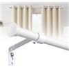DAKEPOLE Bastone da tenda Bianco 16mm, 71 bis 120 CM Aste per Tende Bianco per Finestra Singtola con Staffe, Regolabile Asta per Tenda per Finestra
