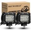SKYWORLD 2 pezzi Faro da Lavoro LED 4 Pollici 60W Faretti Fendinebbia LED Fari Trattore 6000K quadrupla riga Led Luci di Lavoro Pods Fuoristrada Barra per Moto Camion 4WD Auto ATV SUV 12V 24V