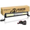 Willpower Barra LED Fuoristrada 15 Pollici 144W + Magnetico Supporto + Cablaggio Barra Luci LED Fila Unica Slim Faretti LED 12V 24V Impermeabile Faro da Lavoro LED per Auto Trattore Camion Barca