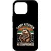 Hedgehog Camp Cooking Outdoor Kitchen Lo Custodia per iPhone 16 Pro Cucinaio da campeggio Hedgehog, chef da campeggio senza compromessi
