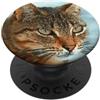 Tabby Cat Tees and Striped Cat Gifts by Artistico stile cartone animato nero contorno gatto soriano PopSockets PopGrip Adesivo