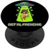 Quirky French Bulldog Sci-Fi Apparel Co. Divertente Bulldog francese Cowboy UFO rapimento alieno PopSockets PopGrip Adesivo