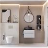 Legnobagno Mobile Bagno Sospeso 60 cm Bianco Neve con Lavabo Effetto Marmo - Verso